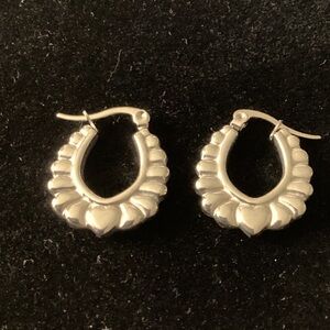 Hoops Sterling Silver Tone Earrings